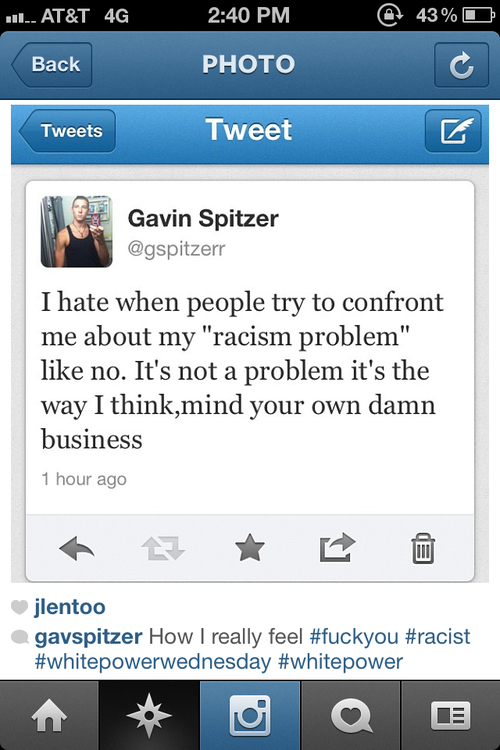 Gaven Spitzer tweets about Racism Problem