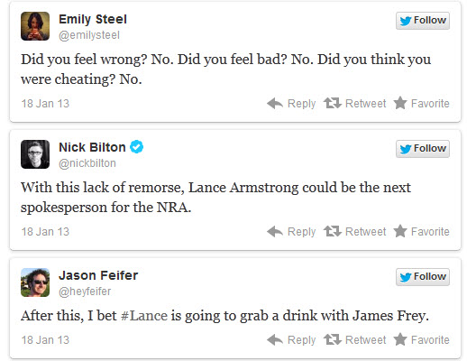 Audience Tweet about Lance Armstrong interview with Doprah