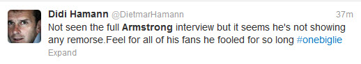 Didi Hamann Tweets about Lance Armstrong interview with Doprah