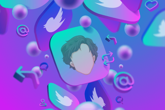 3D twitter background with light skin head