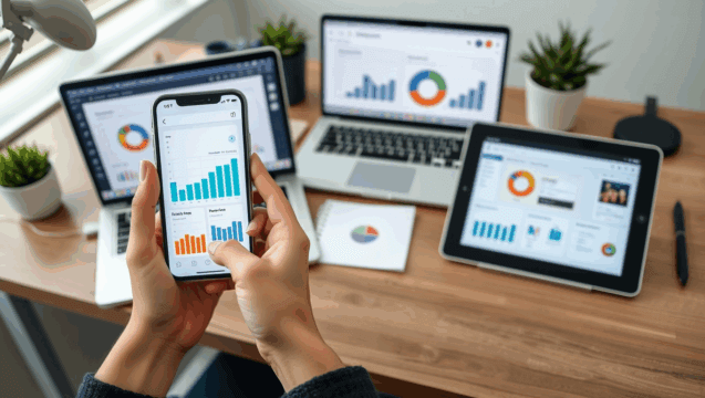 Image illustrating steps to use a mobile app for enhancing business efficiency and growth strategies.
